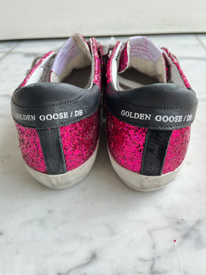 GOLDEN GOOSE - FUCHSIA GLITTER SUPERSTARS SNEAKERS - SZ 35 - NEW