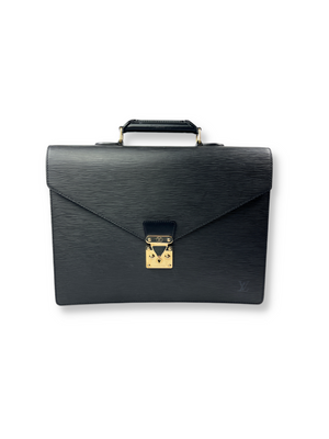 Leather louis vuitton briefcase on sale