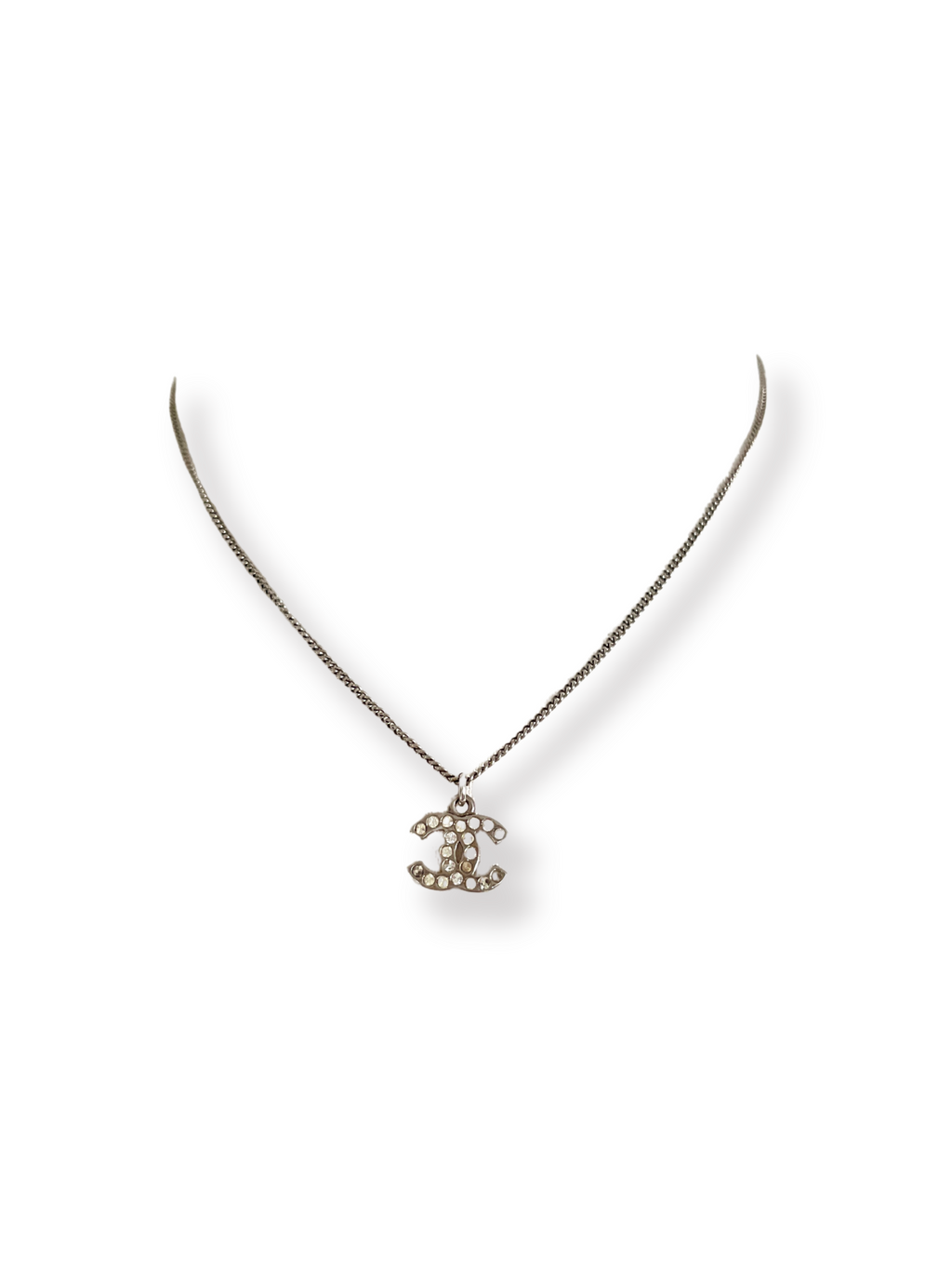 CHANEL - CRYSTAL CC PENDANT NECKLACE