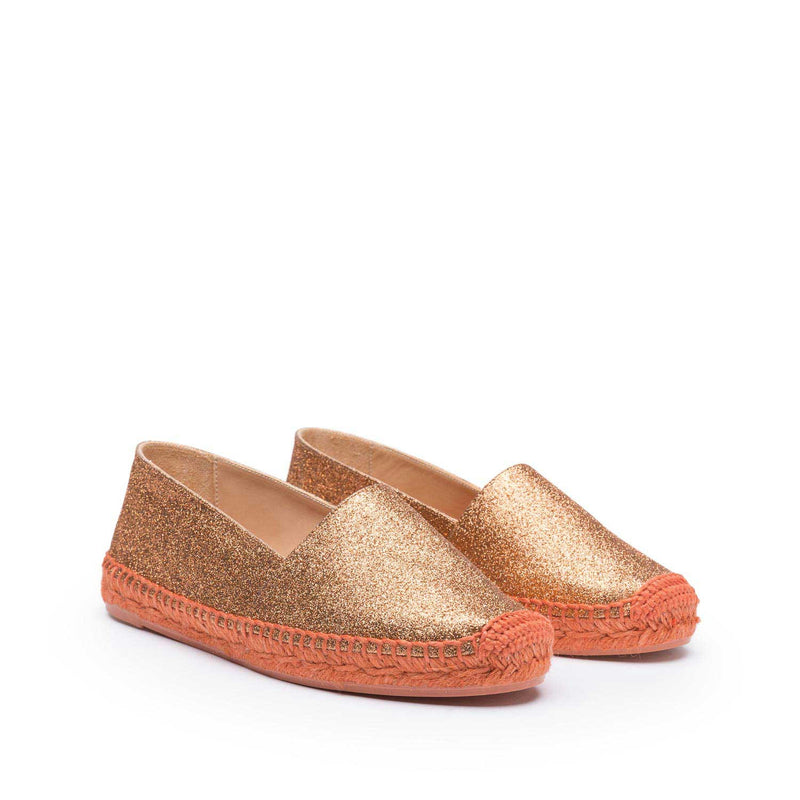 CASTEÑER - KENDA ESPADRILLE FLATS IN GLITTER ORANGE - SZ 38 - NEW IN BOX