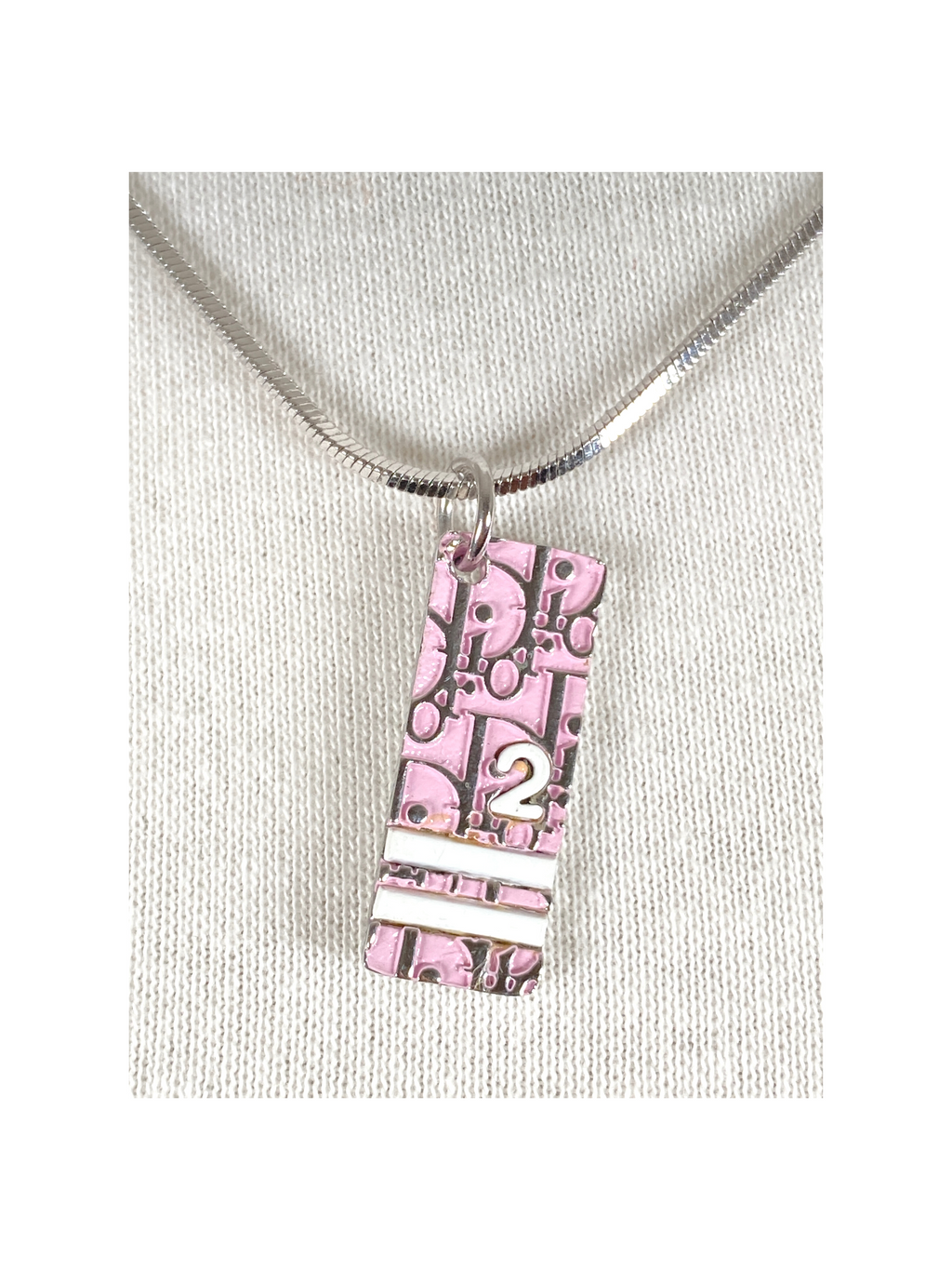 CHRISTIAN DIOR - PINK DIOR OBLIQUE TROTTER NECKLACE