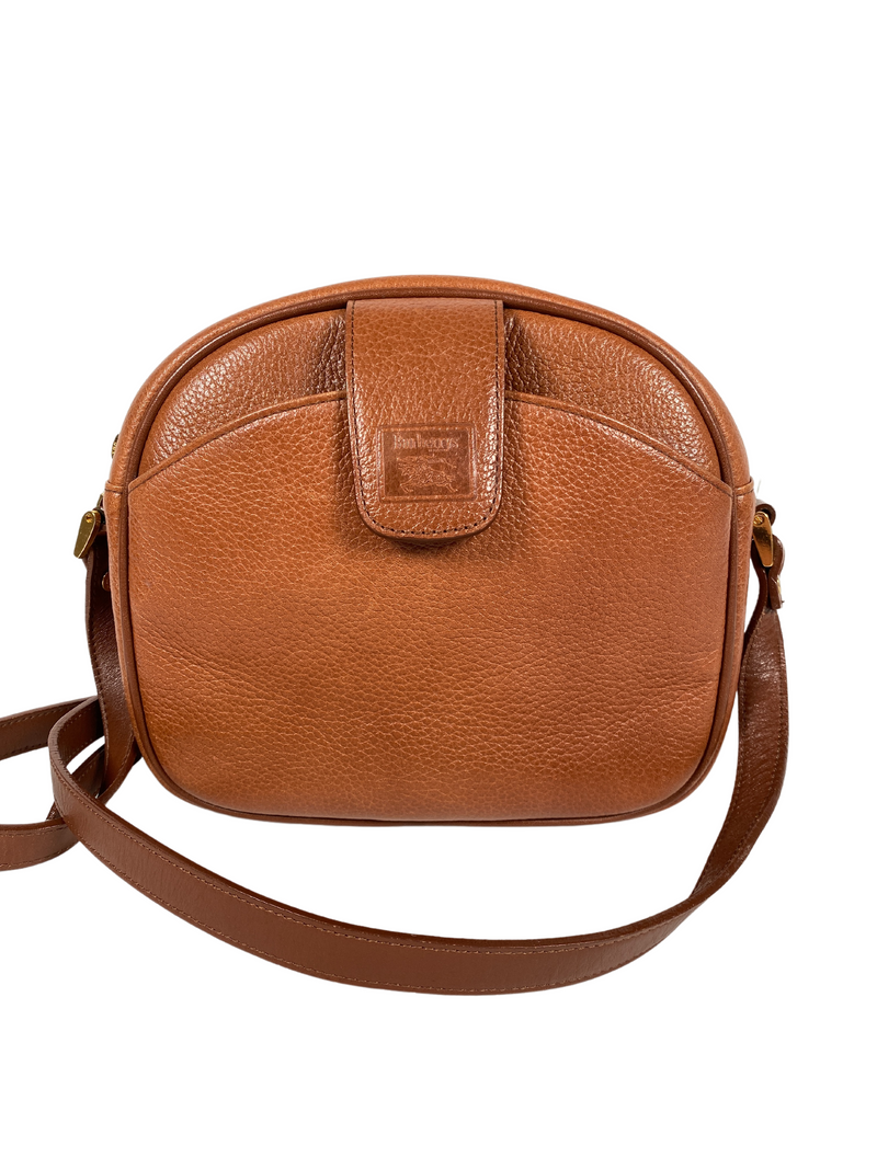 BURBERRY - TAN PEBBLED LEATHER CROSS BODY BAG - VINTAGE