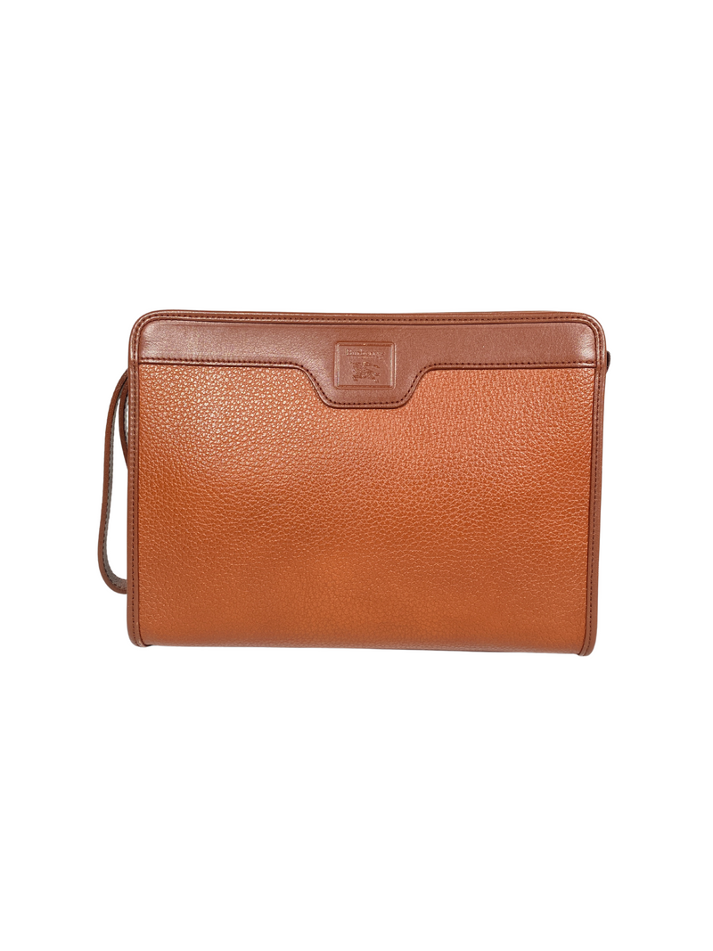 BURBERRY - TAN LEATHER NOVACHECK LINED CLUTCH