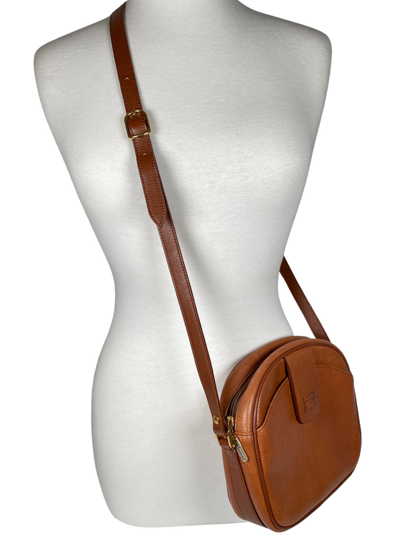 BURBERRY - TAN PEBBLED LEATHER CROSS BODY BAG - VINTAGE