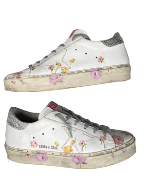 GOLDEN GOOSE - HI STAR FLORAL PRINT SNEAKERS - SIZE 39