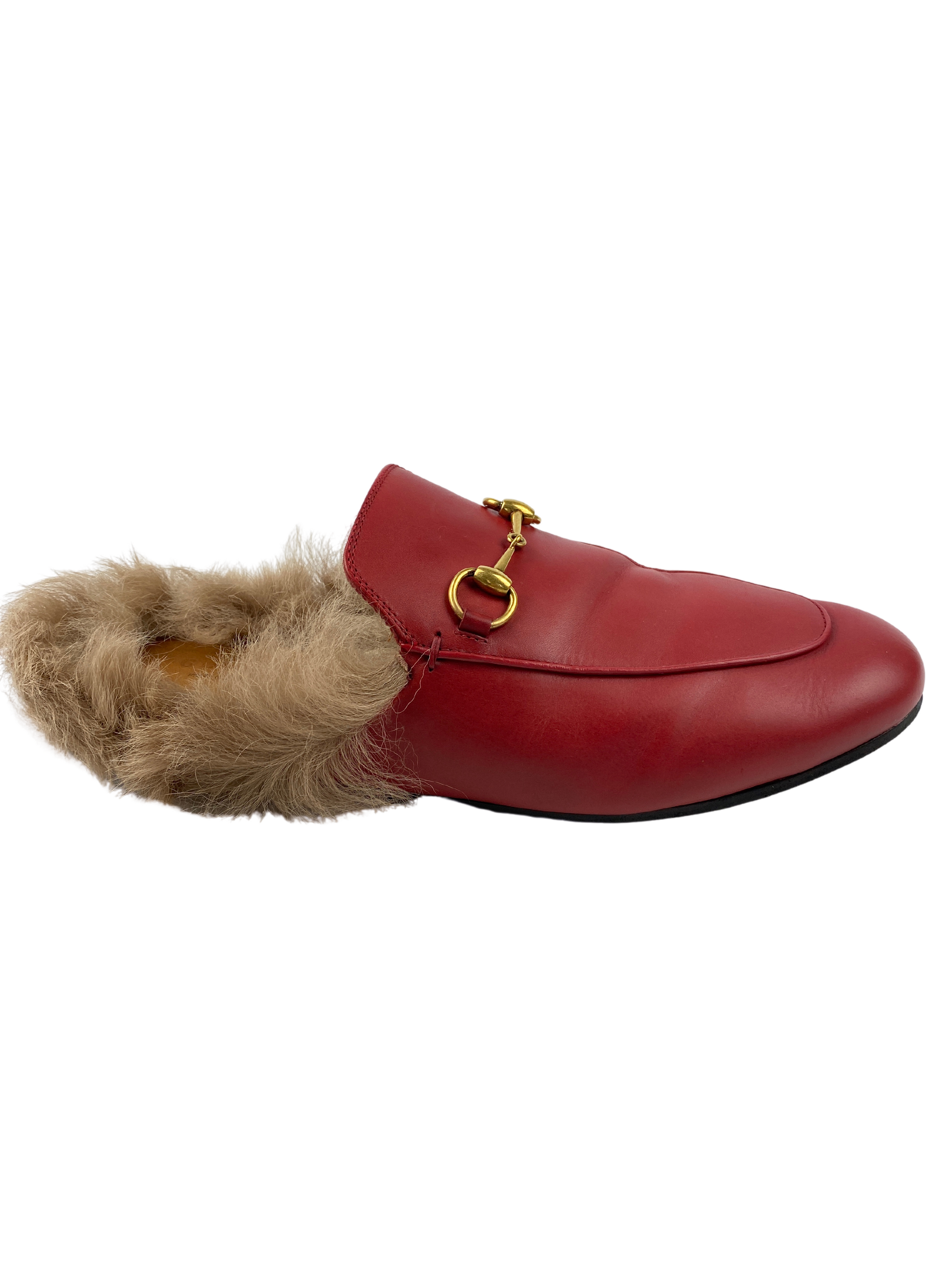 Princetown leather slipper fur sales