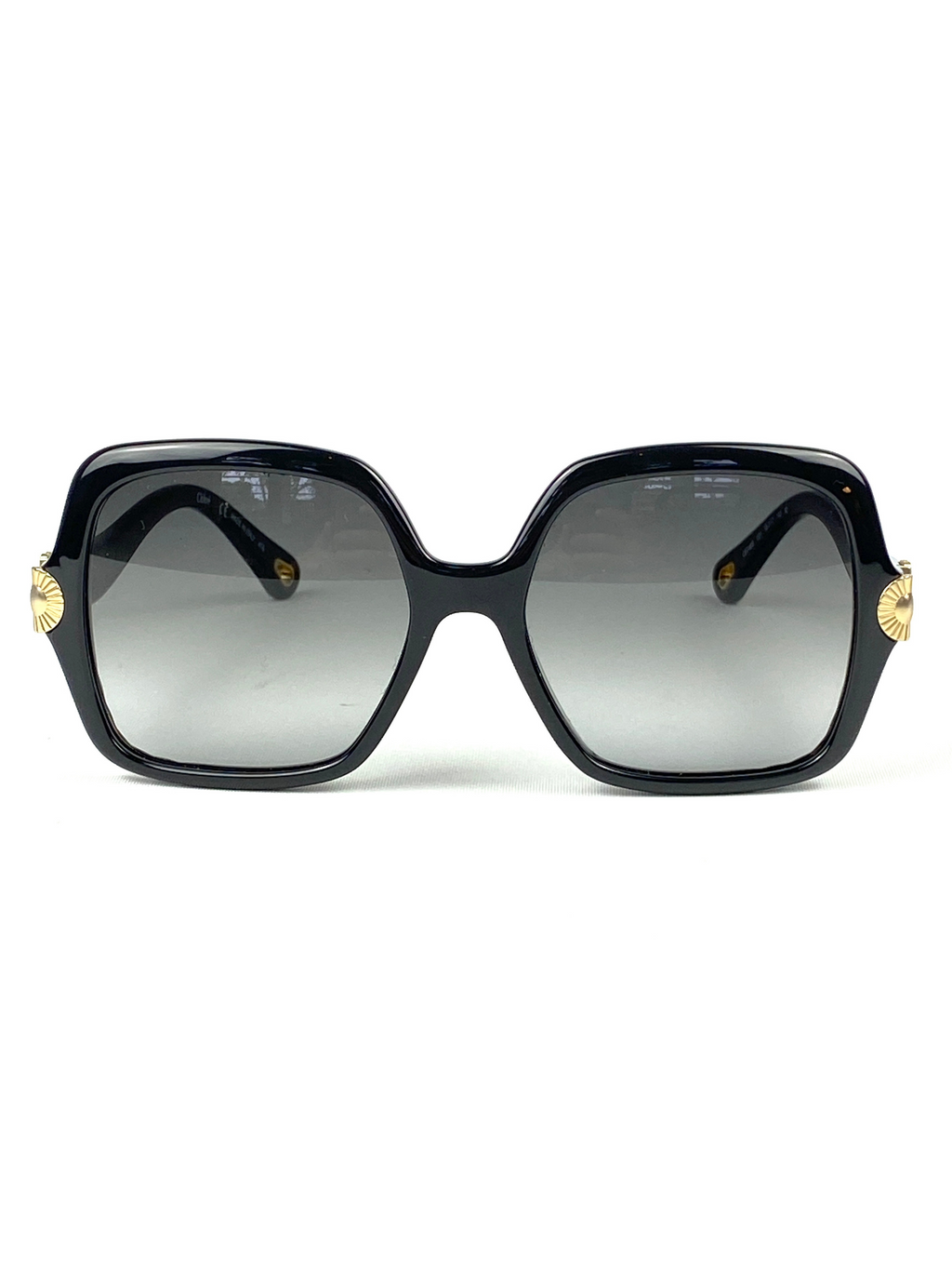 CHLOE - VERA BLACK SCALLOPED SQUARE FRAME SUNGLASSES - NEW