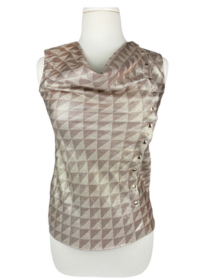 LOUIS VUITTON - METALLIC STUD DETAIL COWL NECK TOP - SZ 36 / AUS 8