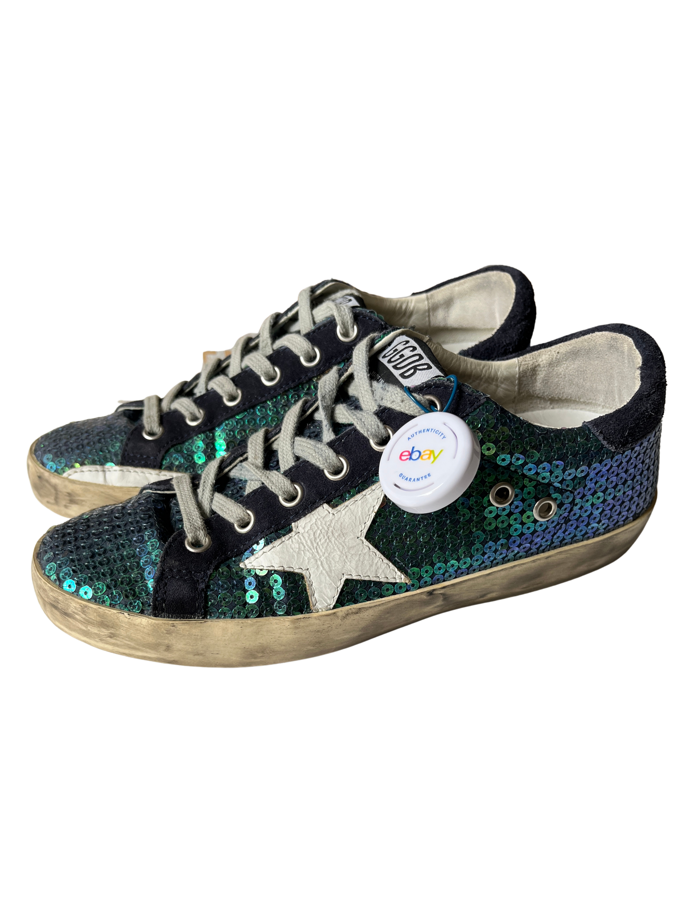 GOLDEN GOOSE MERMAID SEQUIN SUPERSTAR SNEAKERS SZ 38 RE.LUXE AU