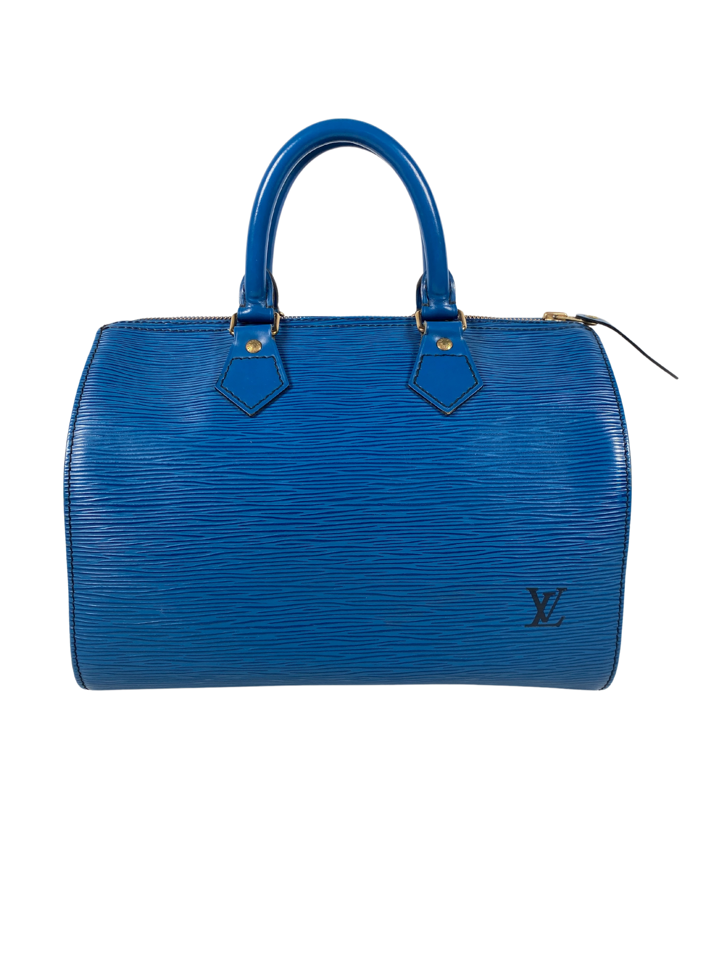 Authentic Louis Vuitton EPI Leather Blue Speedy 30 Hand Bag