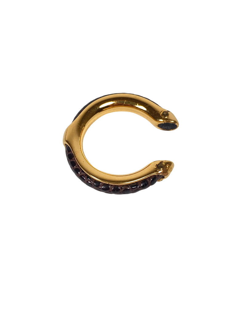 HERMES - KYOTO RING IN BROWN LEATHER AND GOLD  - SZ 50 *RARE*