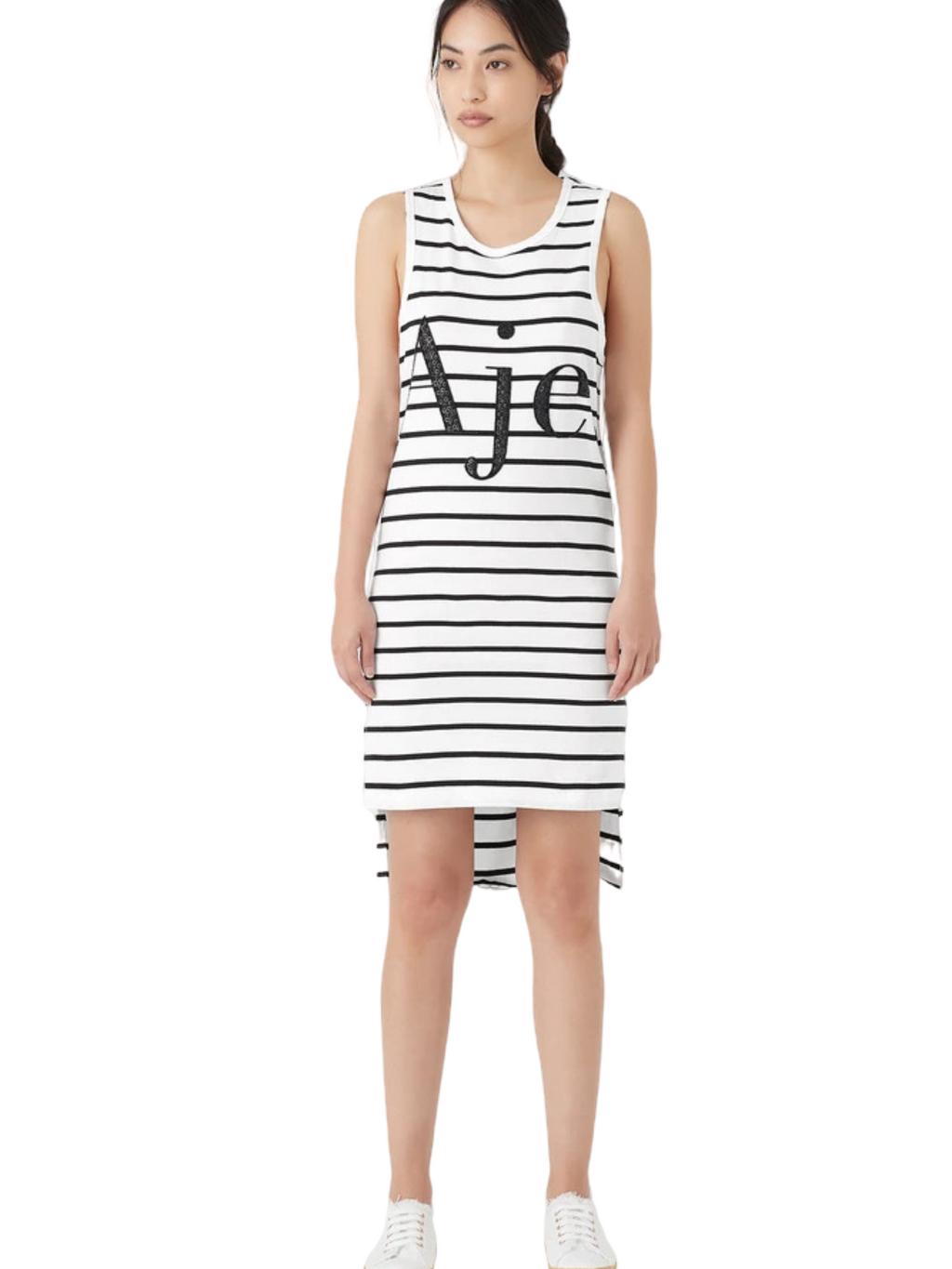 AJE - MIMOSA STRIPE LOGO TANK DRESS - SZ L