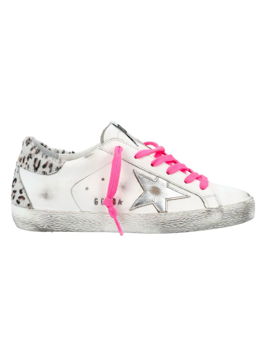 GOLDEN GOOSE - WHITE SUPERSTARS LEOPARD HEEL - SZ 39 - NEW IN BOX
