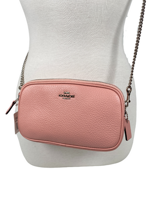 COACH - CROSSBODY POUCH IN PEBBLED PINK LEATHER - NEW