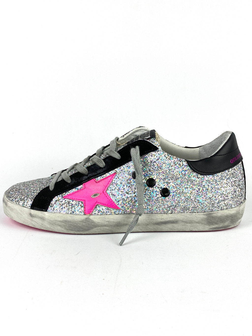 GOLDEN GOOSE - SUPERSTAR GLITTER FUCHSIA STAR - SIZE 39 NEW IN BOX