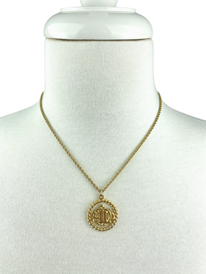 CHRISTIAN DIOR - GILT LOGO PENDANT NECKLACE - VINTAGE