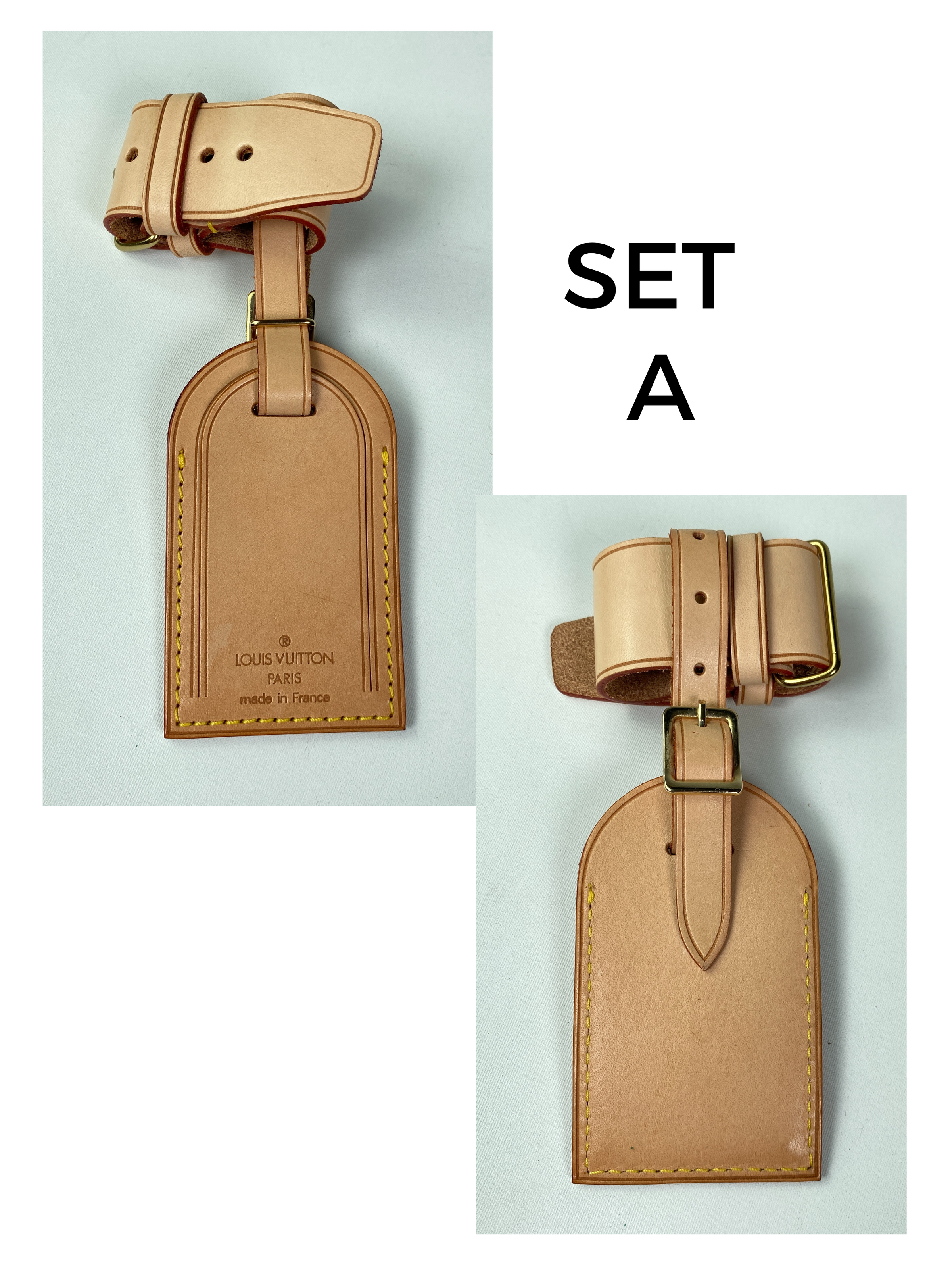 Louis Vuitton // Tan Vachetta Leather Luggage Tag + Poinget Set IV
