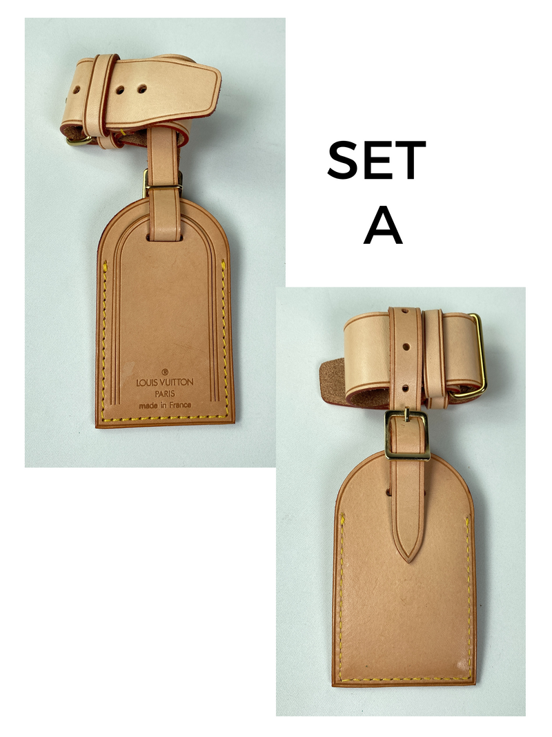 LOUIS VUITTON - LEATHER LUGGAGE TAG & POIGNET SET (5 AVAILABLE)