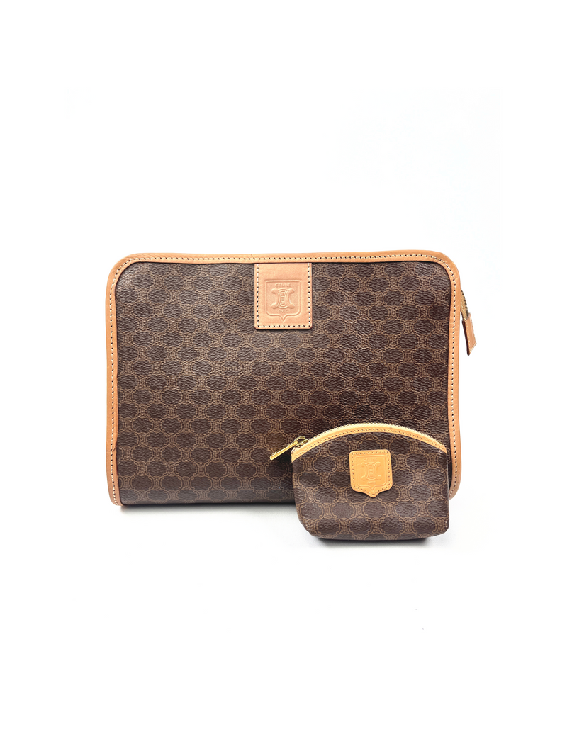 CELINE - VINTAGE MACADAM TRAVEL POUCH 2 PIECE SET