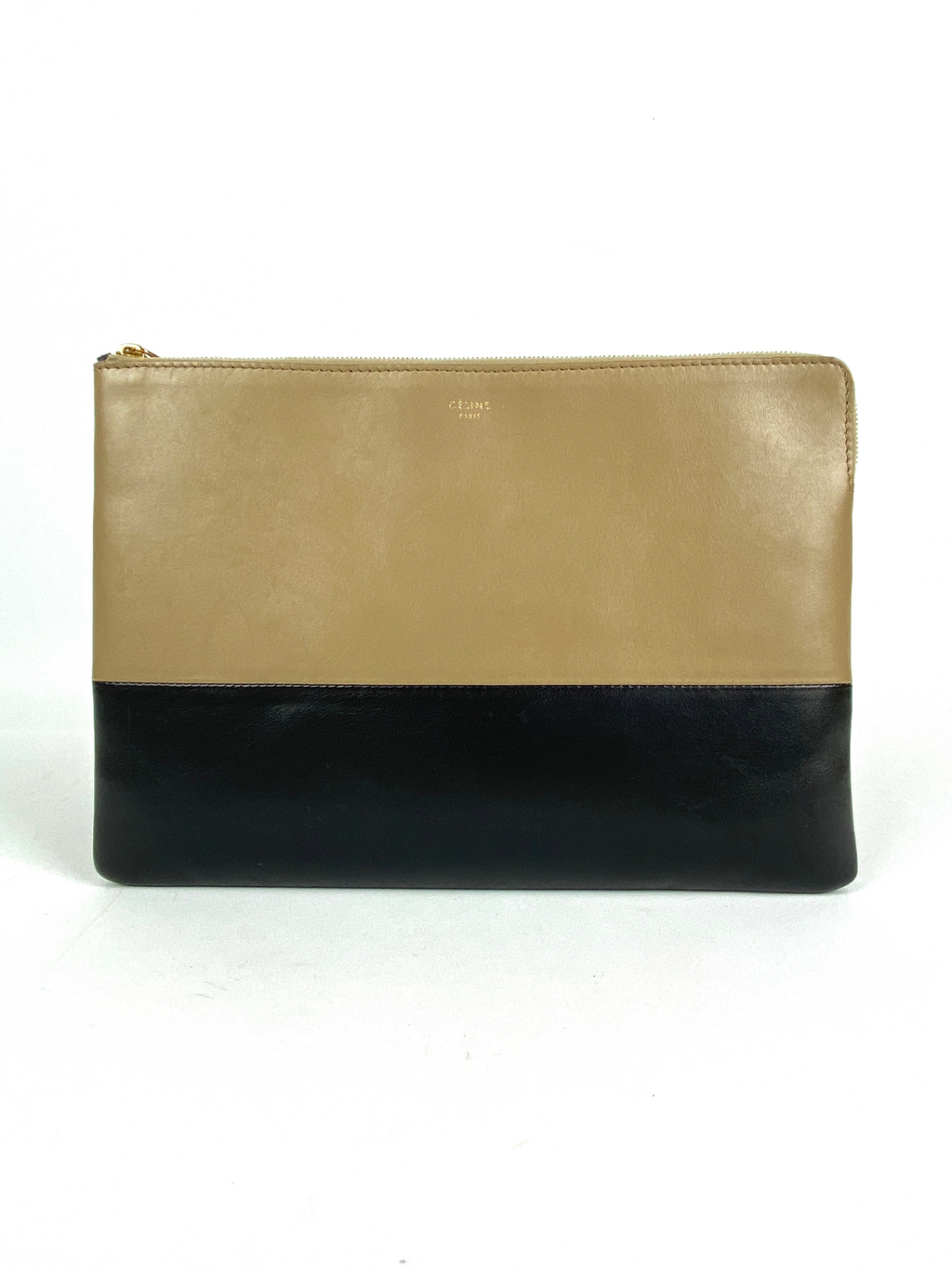 CELINE - BI COLOUR SOLO POUCH IN KHAKI BLACK