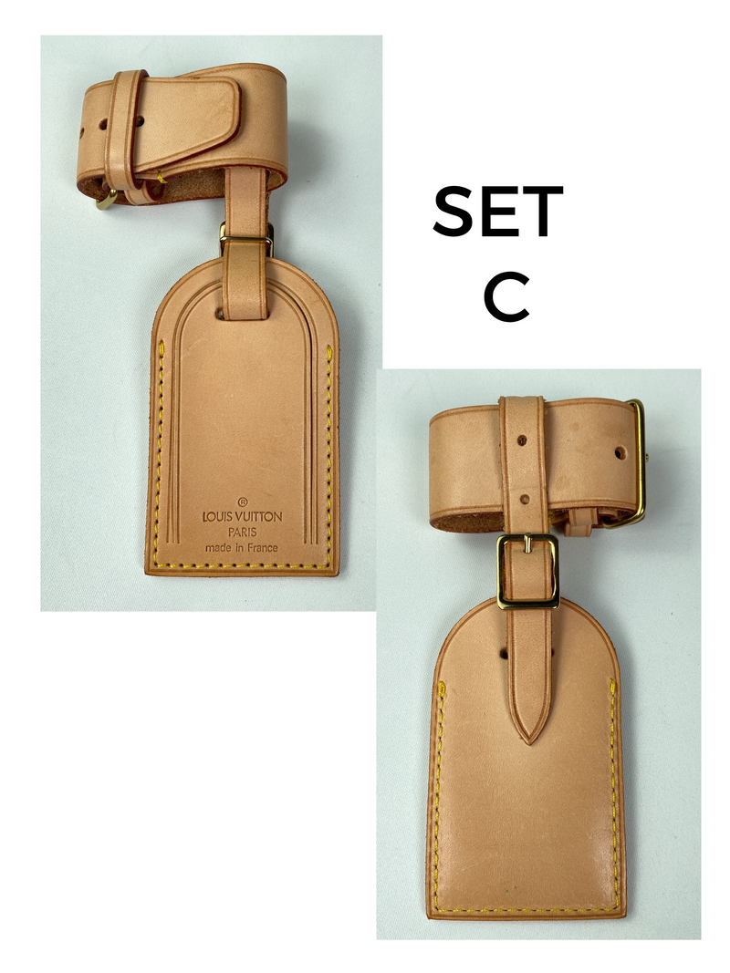 LOUIS VUITTON - LEATHER LUGGAGE TAG & POIGNET SET (5 AVAILABLE)