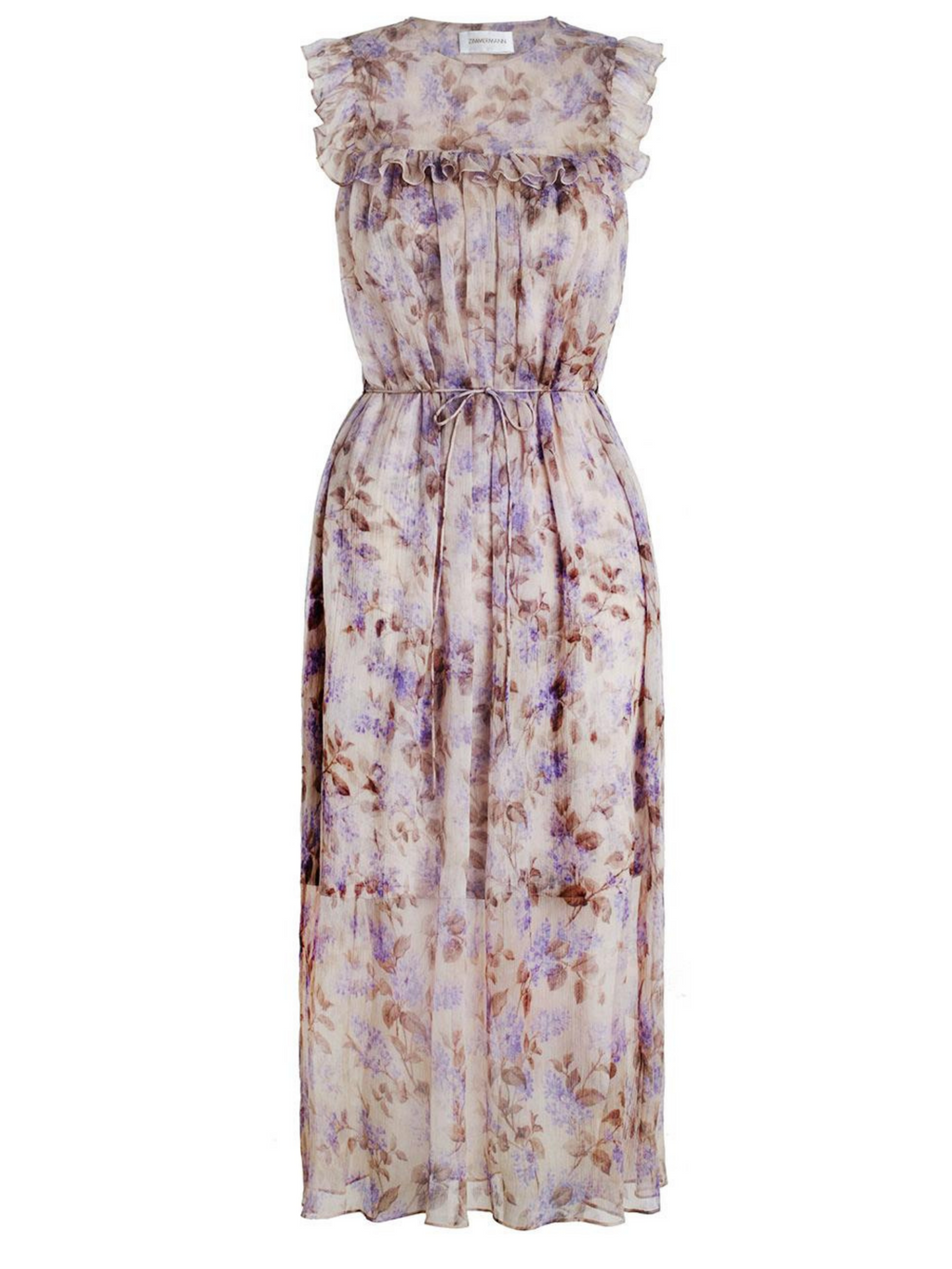 ZIMMERMANN - STRANDED BIB FLORAL MIDI DRESS - SZ 2