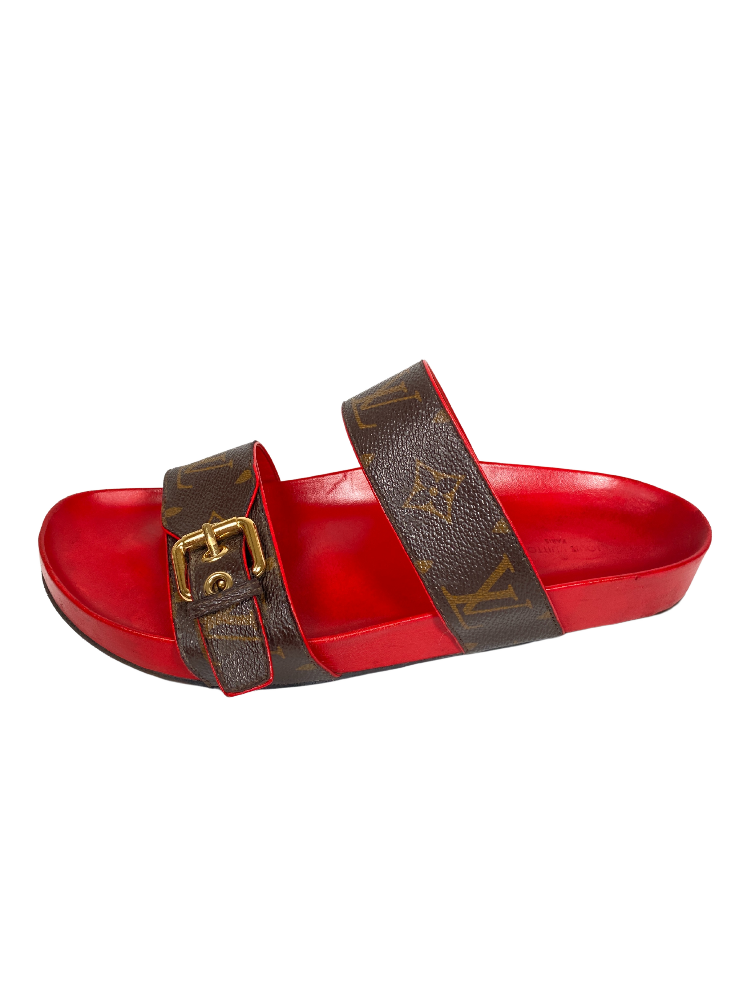 LOUIS VUITTON - BOM DIA MULES MONOGRAM & RED - SZ 38 – RE.LUXE AU