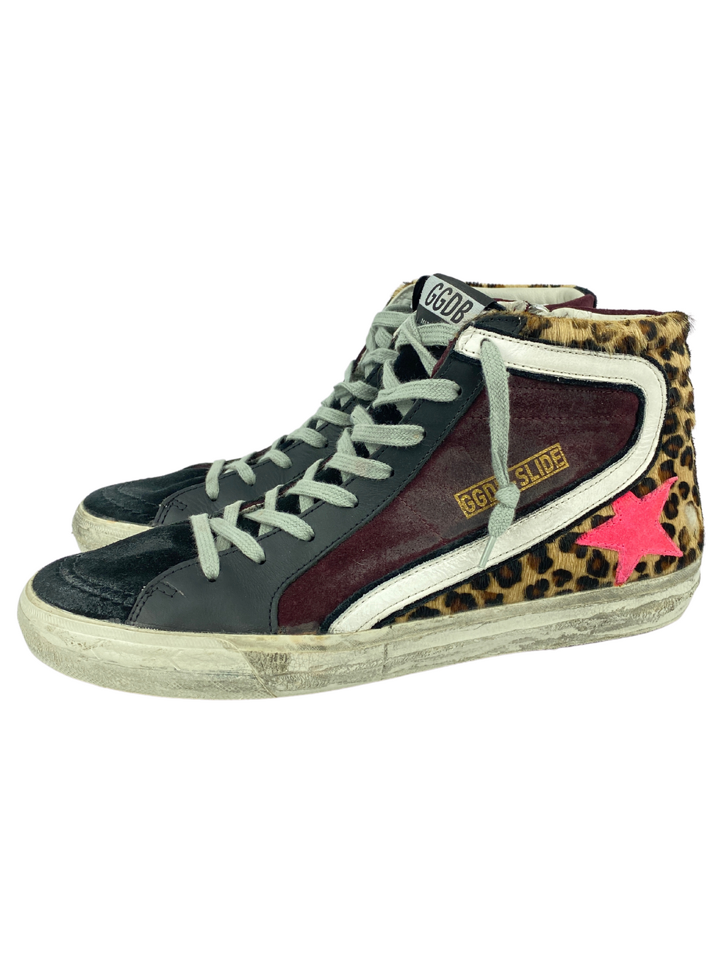 GOLDEN GOOSE - SLIDE HI TOP SNEAKER ANIMAL FUCHSIA STAR - SZ 41