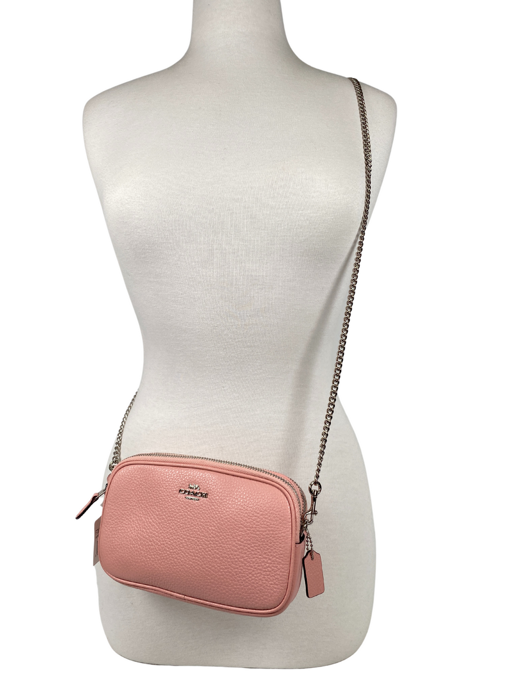 COACH - CROSSBODY POUCH IN PEBBLED PINK LEATHER - NEW