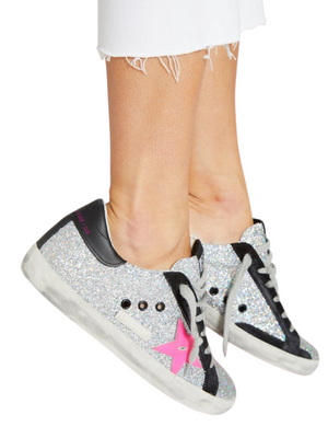 GOLDEN GOOSE - SUPERSTAR GLITTER FUCHSIA STAR - SIZE 39 NEW IN BOX