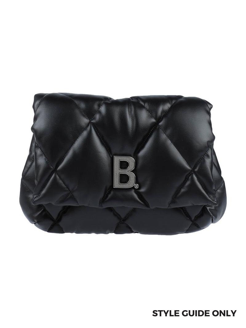 BALENCIAGA - TOUCH PUFFY QUILTED BLACK LEATHER CLUTCH BAG - NEW