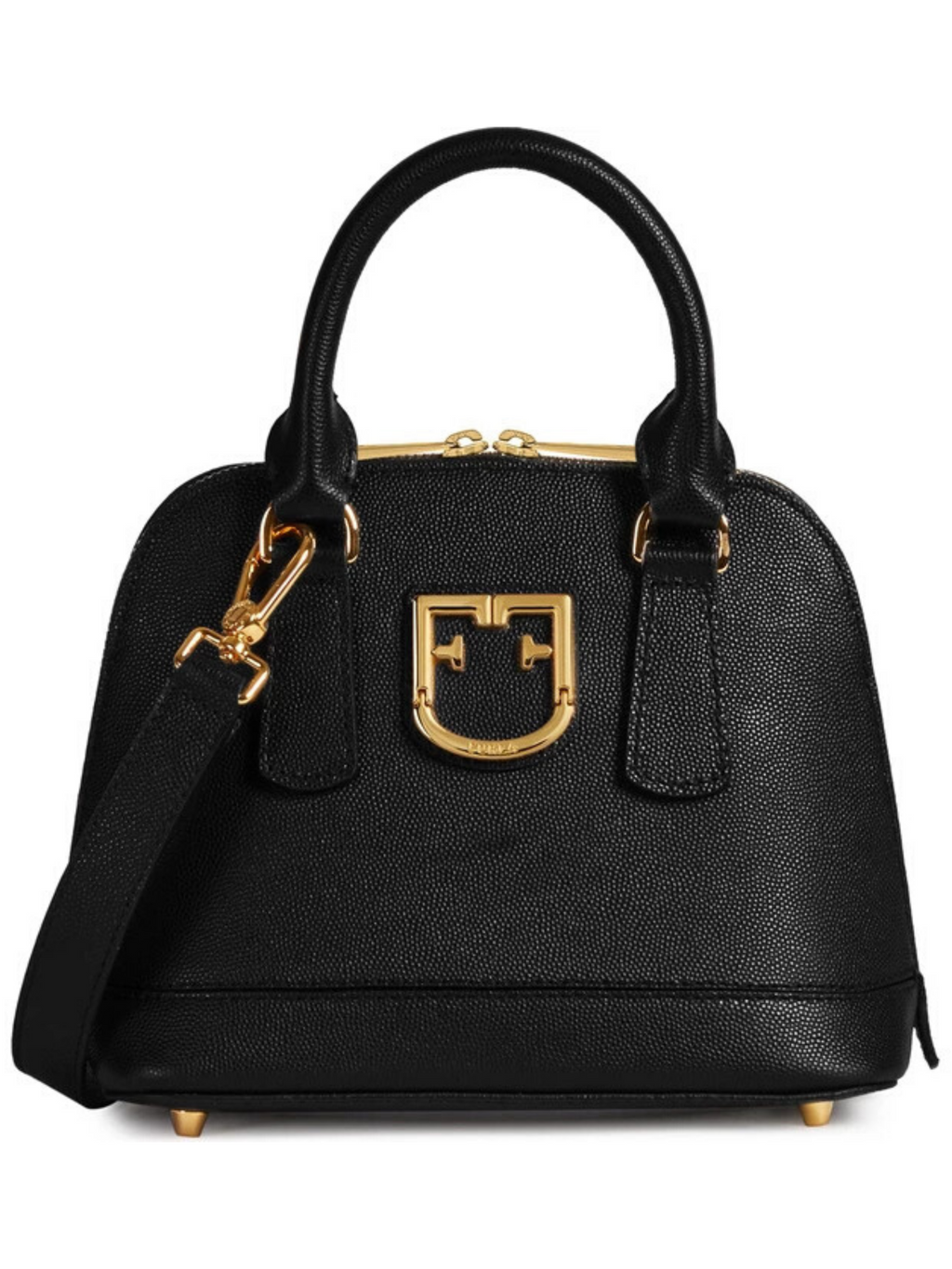 FURLA - FANTASTICA DOME CROSS BODY BAG IN BLACK LEATHER