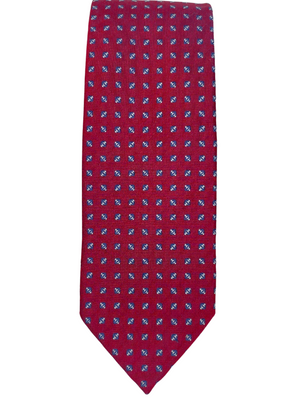 HERMES - BURGUNDY SILK TWILL MENS NECK TIE - WITH BOX