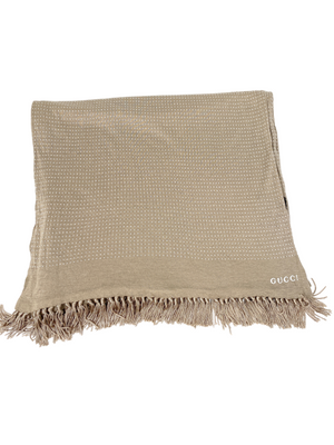 GUCCI - BEIGE WHITE POLKA DOT SPOT MODAL SCARF