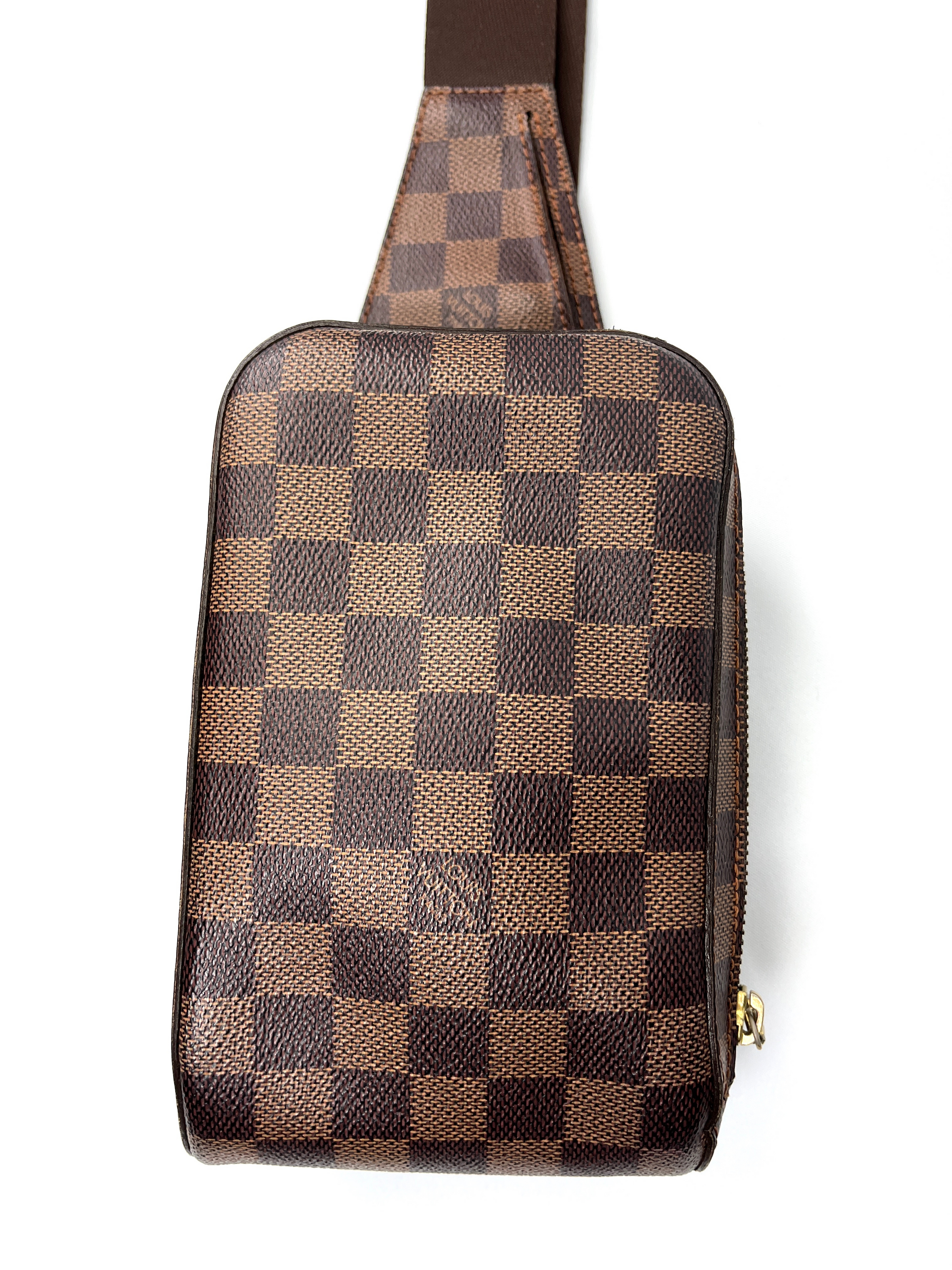 Used Brown Louis Vuitton Brown Damier Ebene Geronimo Waist Sling