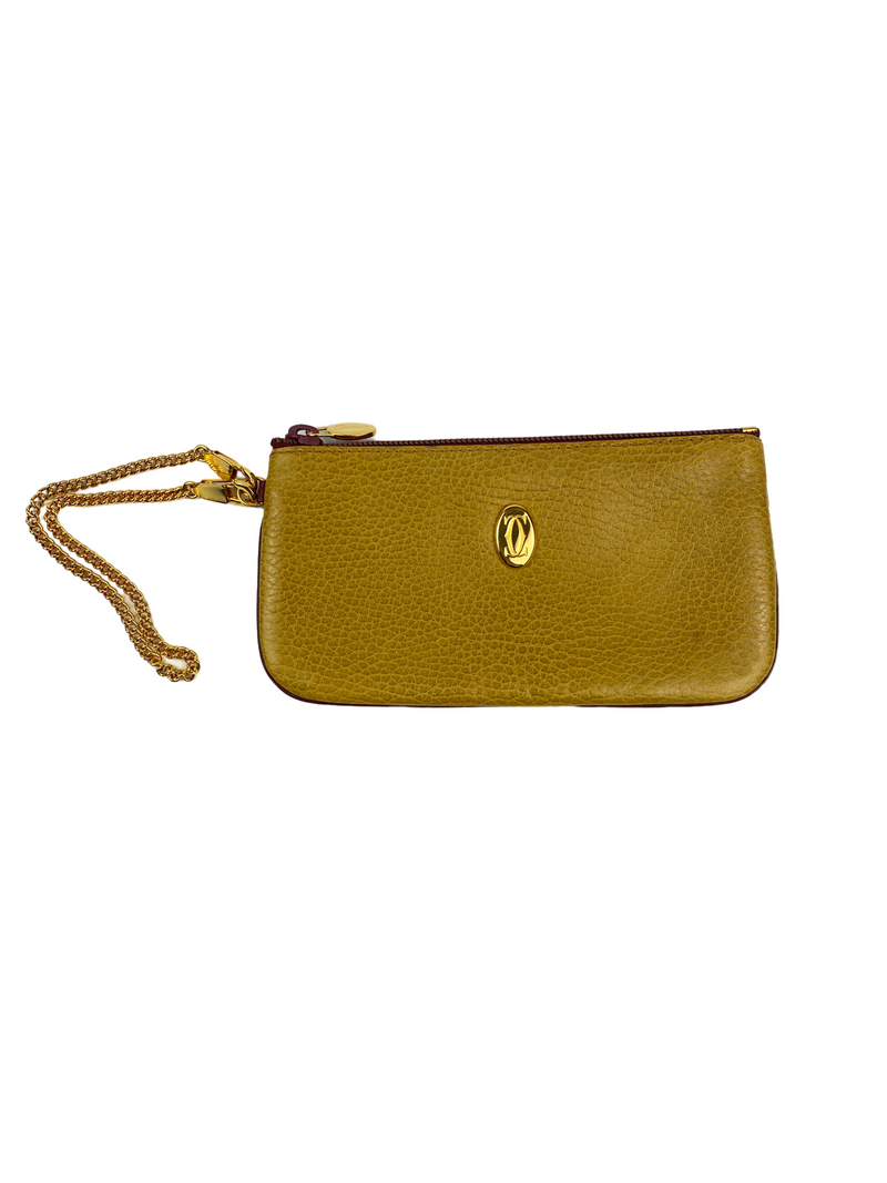 CARTIER - LEATHER POUCH POCHETTE WITH CHAIN