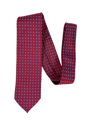 HERMES - BURGUNDY SILK TWILL MENS NECK TIE - WITH BOX