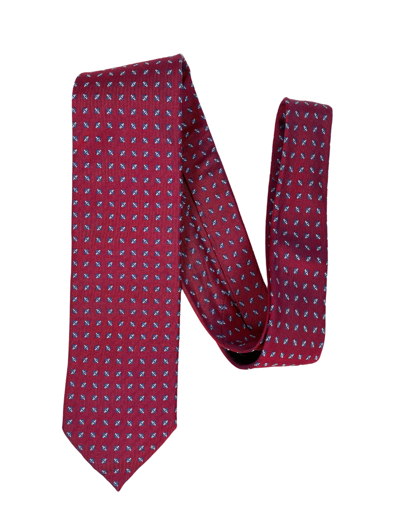 HERMES - BURGUNDY SILK TWILL MENS NECK TIE - WITH BOX