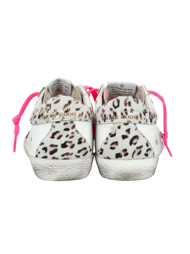 GOLDEN GOOSE - WHITE SUPERSTARS LEOPARD HEEL - SZ 39 - NEW IN BOX