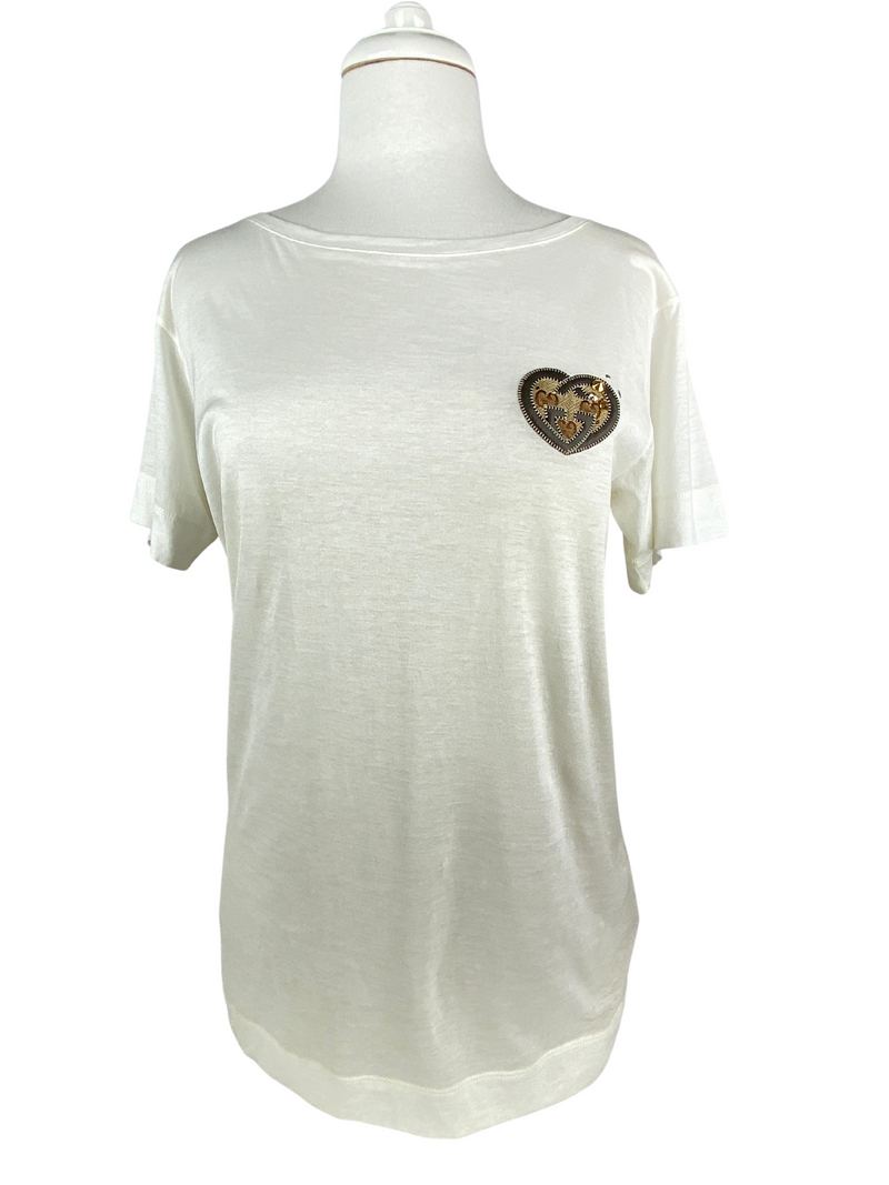 GUCCI - GG HEART APPLIQUE COTTON T-SHIRT - SZ MED