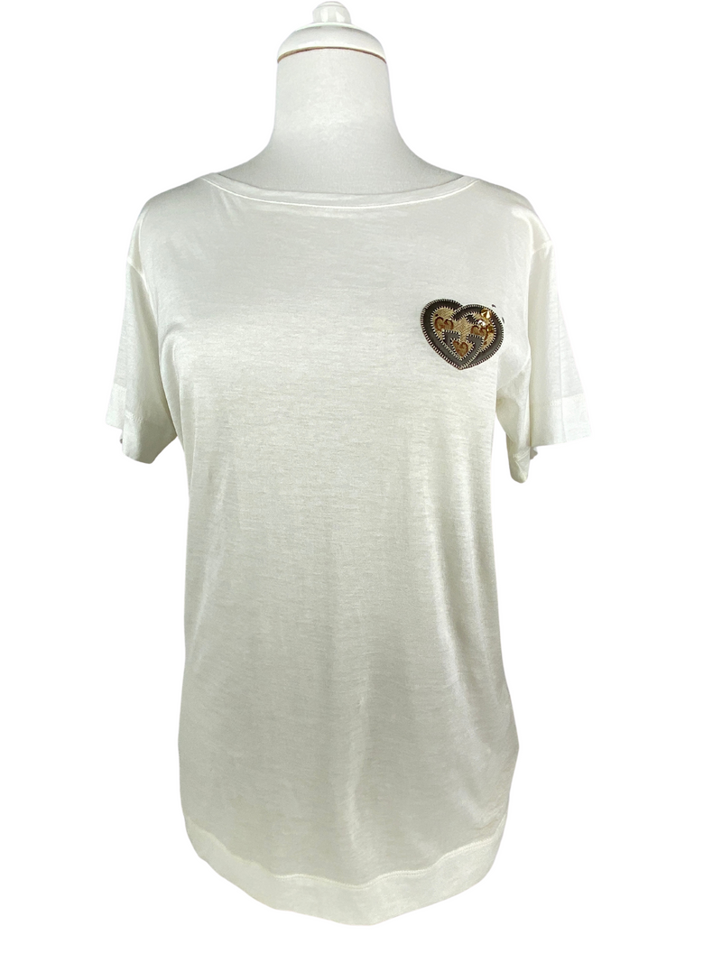 GUCCI GG HEART APPLIQUE COTTON T SHIRT SZ MED RE.LUXE AU