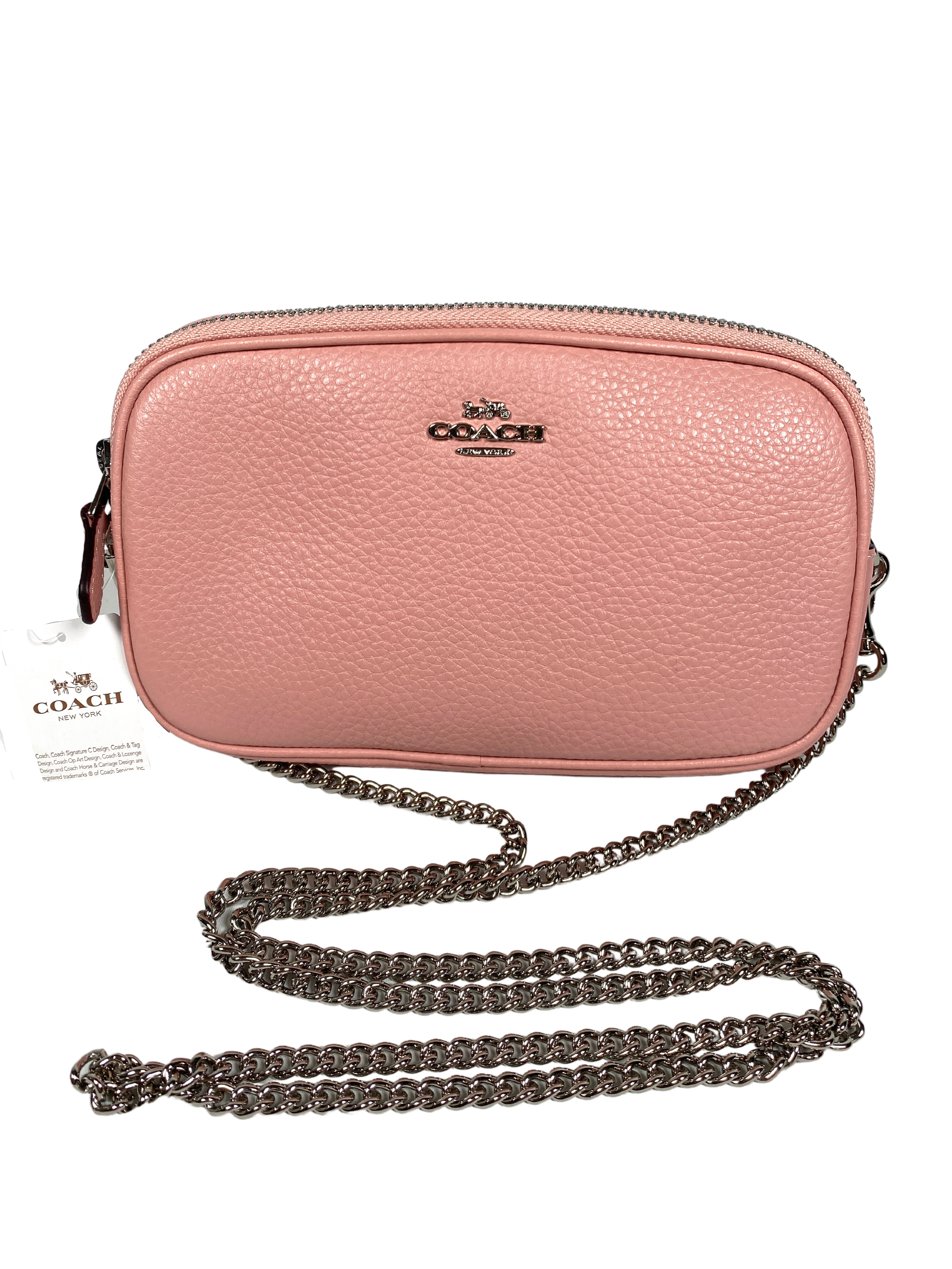 COACH - CROSSBODY POUCH IN PEBBLED PINK LEATHER - NEW – RE