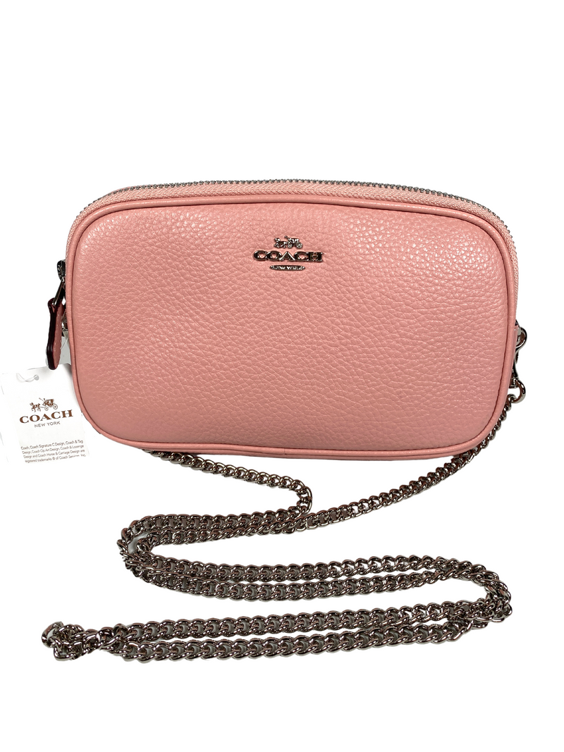 COACH - CROSSBODY POUCH IN PEBBLED PINK LEATHER - NEW