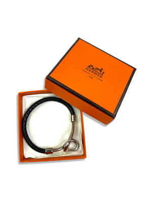 HERMES - JUMBO BRACELET IN BLACK WITH SILVER HW