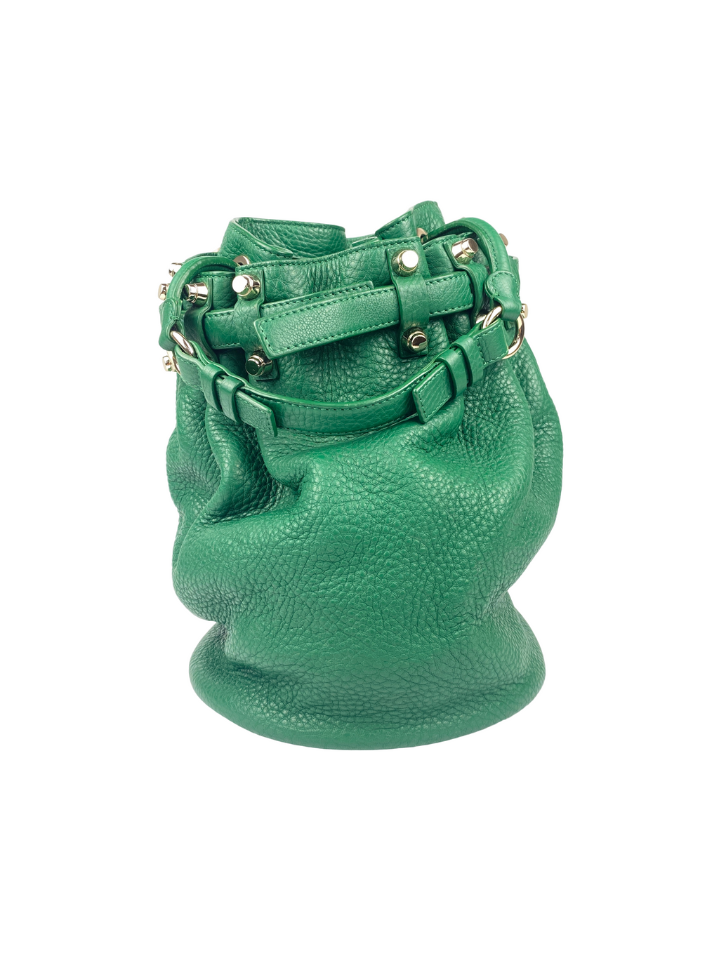 ALEXANDER WANG - DIEGO BUCKET BAG IN GREEN PEBBLED LEATHER