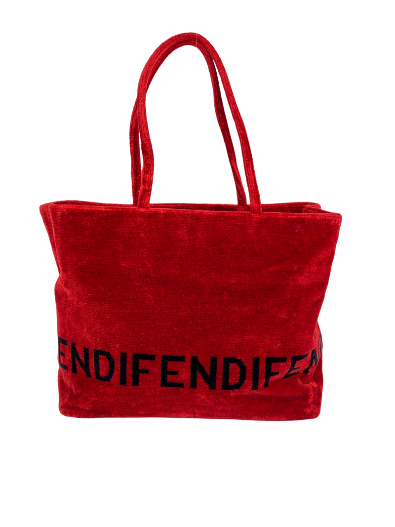 FENDI RED VELOUR TOTE BAG MADE IN ITALY VINTAGE RE.LUXE AU