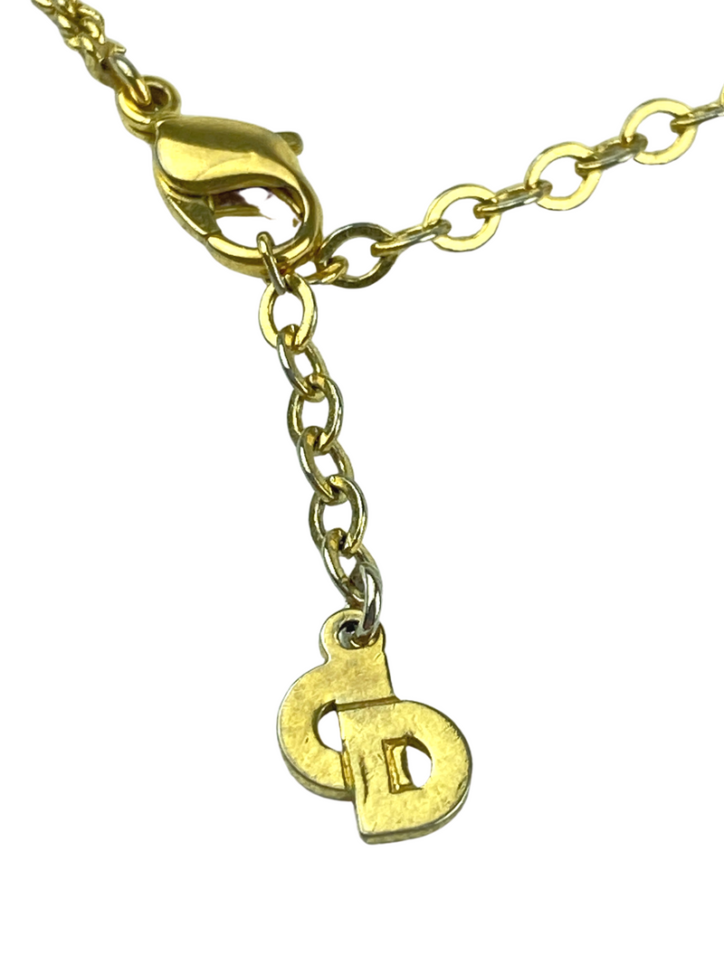 CHRISTIAN DIOR - GILT LOGO PENDANT NECKLACE - VINTAGE