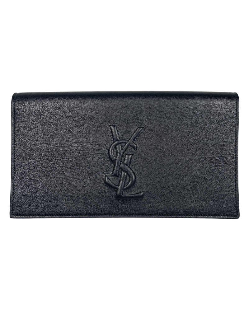 YVES SAINT LAURENT - BELLE DE JOUR CLUTCH IN BLACK LEATHER