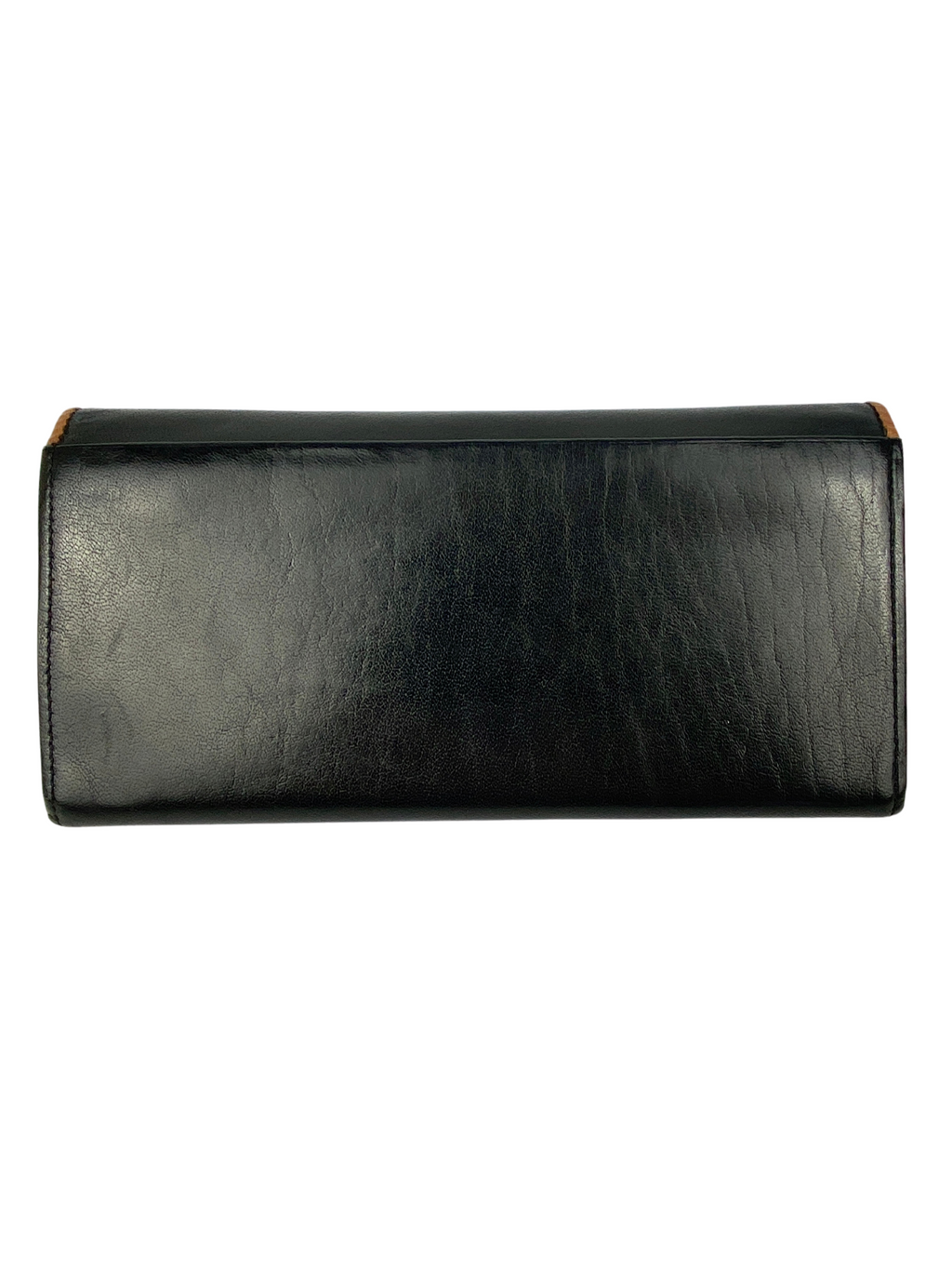 DIOR - BLACK TAN LEATHER KISS LOCK LONG WALLET