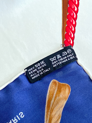 CELINE - 100% SILK EQUESTRIAN SCARF IN BLUE RED WHITE